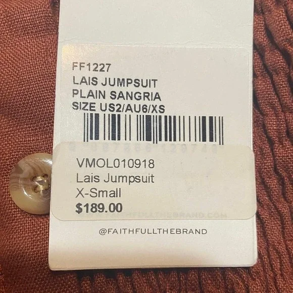 NWT Faithfull the Brand Anthropologie Lais Wide Leg Jumpsuit Linen Size 2 - Picture 11 of 11